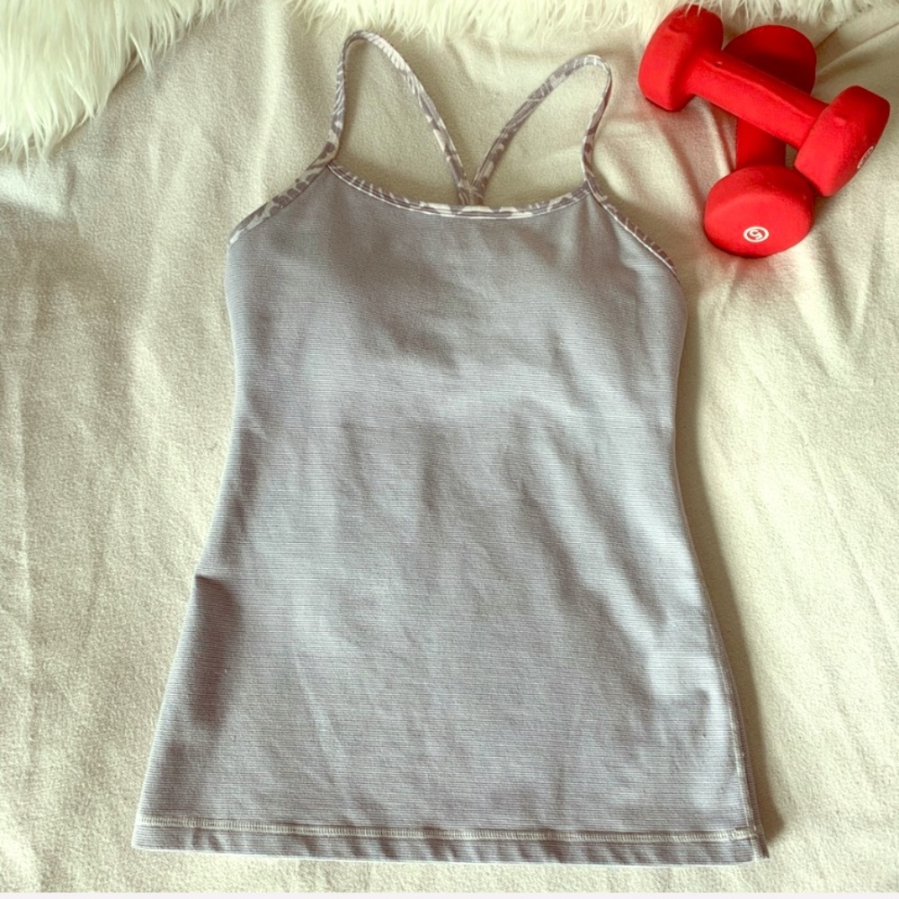 Lululemon Power Y Tank with cups in Lilac / Grey